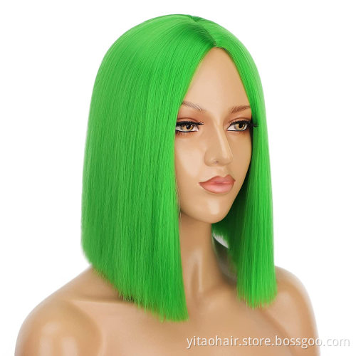 Pink Color Bob Non Lace Wigs Synthetic Hair Wholesale 613 Blonde Blue Red Green Grey Ombre Short Bob Wigs for Black Women